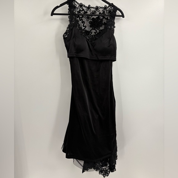 Cache Vintage Y2K Black Beaded Goth Witchy Flapper Mesh Flared Dress Size 2 - Picture 11 of 16